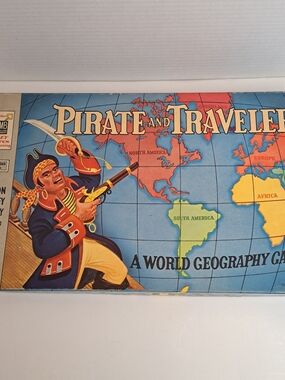 Vintage 1953 Milton Bradley Pirate & Traveler Board Game Complete Good Condition